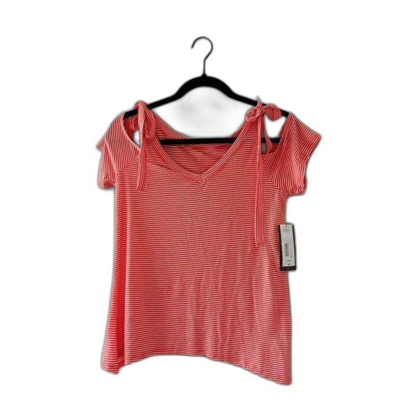 NWT ana red striped knit blouse cold shoulder size XS - Picture 1 of 5